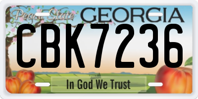 GA license plate CBK7236