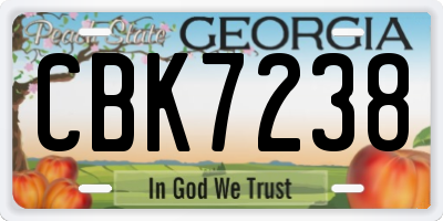GA license plate CBK7238