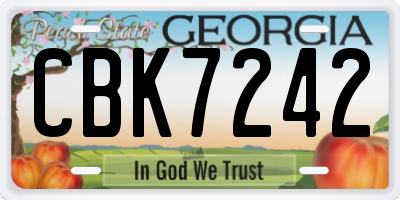 GA license plate CBK7242