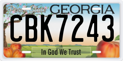 GA license plate CBK7243