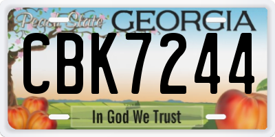 GA license plate CBK7244
