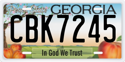 GA license plate CBK7245