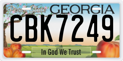 GA license plate CBK7249