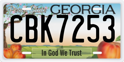 GA license plate CBK7253