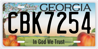 GA license plate CBK7254