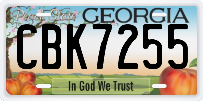 GA license plate CBK7255