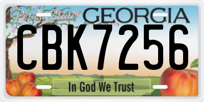 GA license plate CBK7256