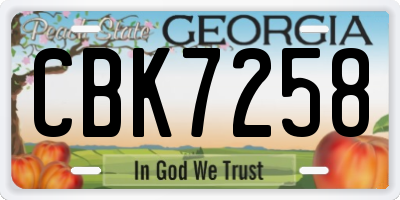 GA license plate CBK7258