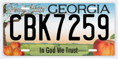 GA license plate CBK7259