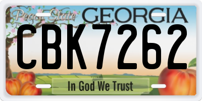 GA license plate CBK7262