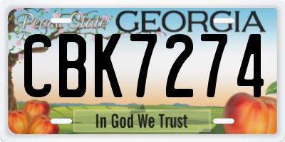 GA license plate CBK7274