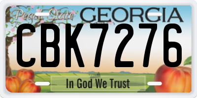 GA license plate CBK7276