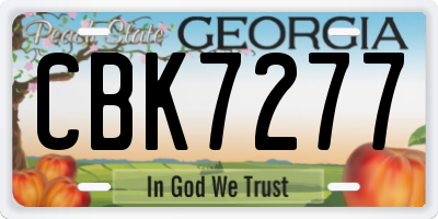 GA license plate CBK7277
