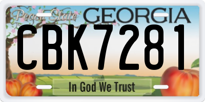 GA license plate CBK7281