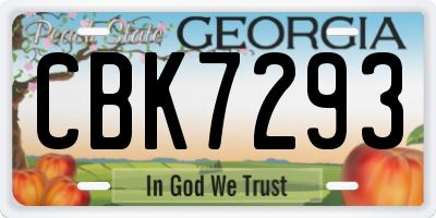 GA license plate CBK7293