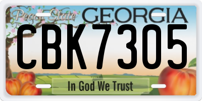 GA license plate CBK7305