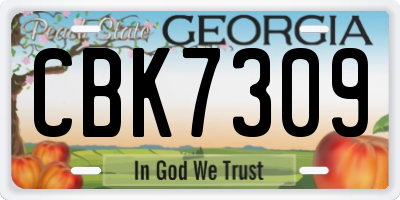 GA license plate CBK7309