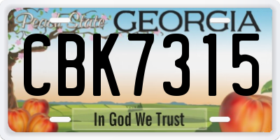 GA license plate CBK7315