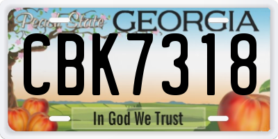 GA license plate CBK7318