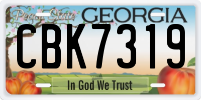 GA license plate CBK7319