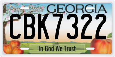 GA license plate CBK7322