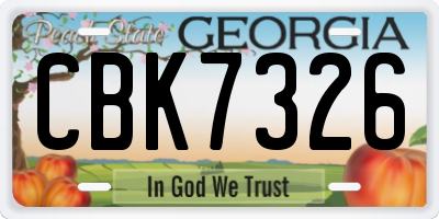 GA license plate CBK7326