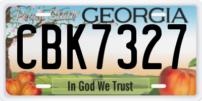 GA license plate CBK7327