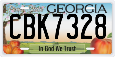 GA license plate CBK7328