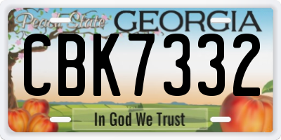 GA license plate CBK7332