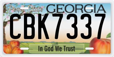 GA license plate CBK7337