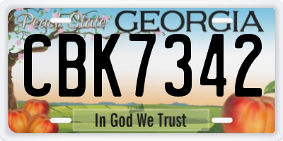 GA license plate CBK7342