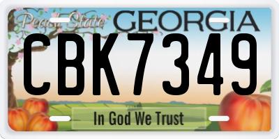 GA license plate CBK7349