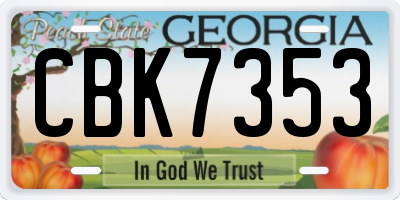 GA license plate CBK7353