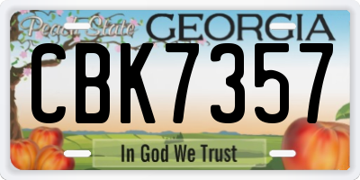 GA license plate CBK7357