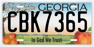 GA license plate CBK7365