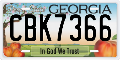 GA license plate CBK7366