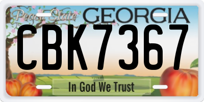 GA license plate CBK7367