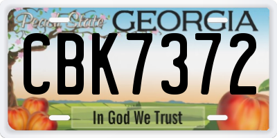 GA license plate CBK7372