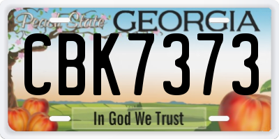 GA license plate CBK7373