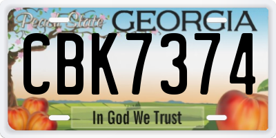 GA license plate CBK7374