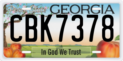 GA license plate CBK7378