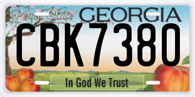 GA license plate CBK7380