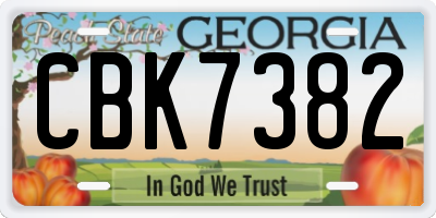 GA license plate CBK7382