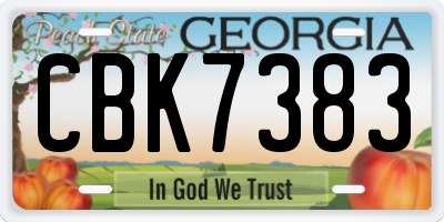 GA license plate CBK7383