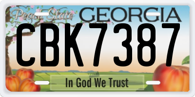 GA license plate CBK7387