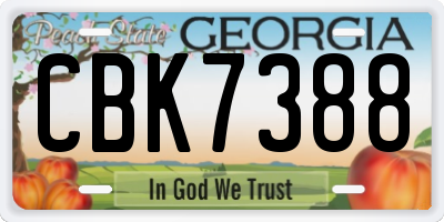 GA license plate CBK7388