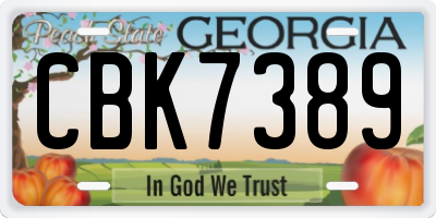GA license plate CBK7389