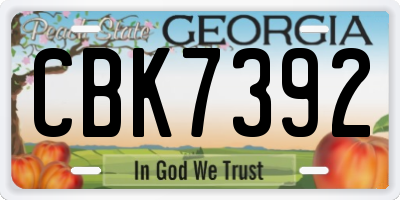 GA license plate CBK7392