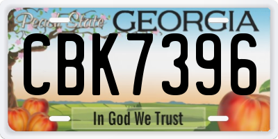 GA license plate CBK7396