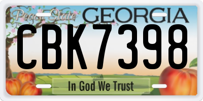 GA license plate CBK7398